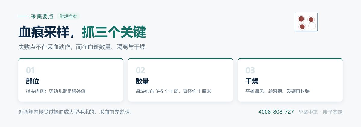 血痕采样所需器材:采血针、酒精棉片、采血卡与纸质信封